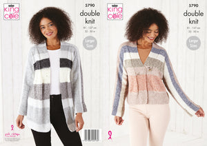 King Cole Double Knitting Pattern - Ladies Cardigans (5790)