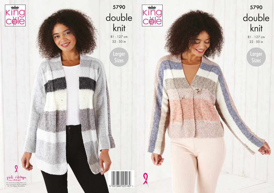 King Cole Double Knitting Pattern - Ladies Cardigans (5790)