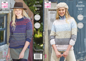 King Cole Double Knitting Pattern - Ladies Sweaters (5795)