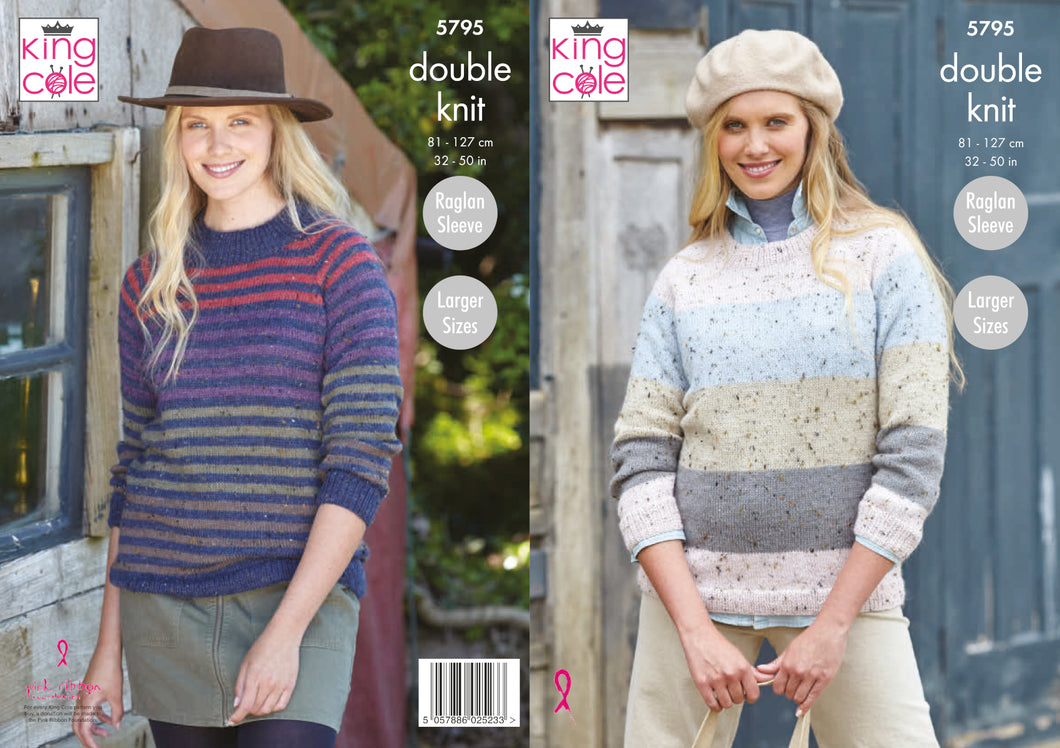 King Cole Double Knitting Pattern - Ladies Sweaters (5795)