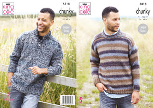 King Cole Chunky Knitting Pattern - Mens Sweaters (5818)