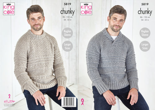 King Cole Chunky Knitting Pattern - Mens Sweaters (5819)