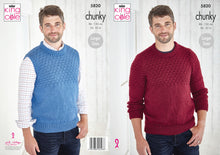Load image into Gallery viewer, King Cole Chunky Knitting Pattern - Mens Sweater &amp; Slipover (5820)