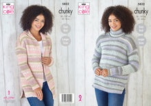 Load image into Gallery viewer, King Cole Chunky Knitting Pattern - Ladies Sweater &amp; Cardigan (5822)
