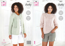 Load image into Gallery viewer, King Cole Chunky Knitting Pattern - Ladies Sweater &amp; Cardigan (5827)