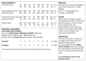 King Cole Chunky Knitting Pattern - Ladies Sweater & Cardigan (5827)