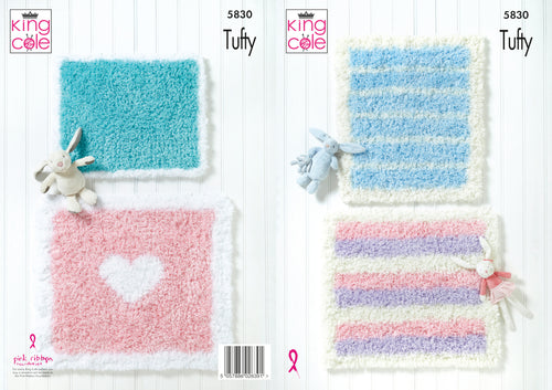King Cole Tufty Knitting Pattern - Baby Blankets (5830)