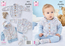 Load image into Gallery viewer, King Cole DK Knitting Pattern - Baby Jacket Gilet Sweater &amp; Socks (5854)