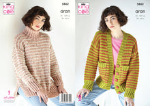 Load image into Gallery viewer, King Cole Aran Knitting Pattern - Ladies Sweater &amp; Cardigan (5862)
