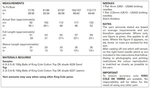 King Cole Double Knit Knitting Pattern - Ladies Sweater & Top (5867)
