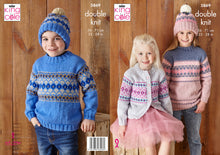 Load image into Gallery viewer, King Cole DK Knitting Pattern - Childrens Sweater Cardigan &amp; Hat (5869)