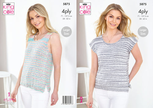 King Cole 4ply Knitting Pattern - Ladies Tops (5875)