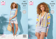 King Cole Double Knit Knitting Pattern - Ladies Cardigan & Top (5884)