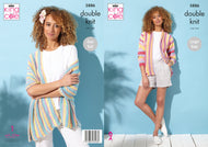 King Cole Double Knit Knitting Pattern - Ladies Wrap & Jacket (5886)
