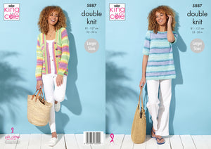 King Cole Double Knit Knitting Pattern - Ladies Jacket & Top (5887)