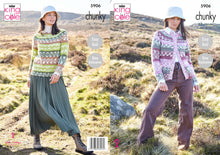 Load image into Gallery viewer, King Cole Chunky Knitting Pattern - Ladies Sweater &amp; Cardigan (5906)