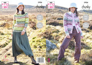 King Cole Chunky Knitting Pattern - Ladies Sweater & Cardigan (5906)