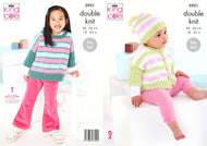King Cole Double Knit Knitting Pattern - Baby Oversized Top & Jacket (5921)