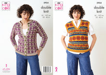 Load image into Gallery viewer, King Cole DK Knitting Pattern - Ladies Patterned Sweater &amp; Pullover (5954)