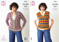 King Cole DK Knitting Pattern - Ladies Patterned Sweater & Pullover (5954)