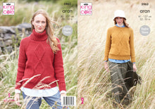 Load image into Gallery viewer, King Cole Aran Knitting Pattern - Ladies Sweater (5963)