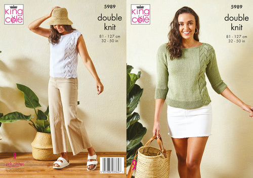 King Cole Double Knit Knitting Pattern - Ladies Tops (5989)