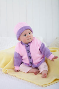 King Cole DK Knitting Pattern - Baby Hoodie Cardigan & Hat (6001)