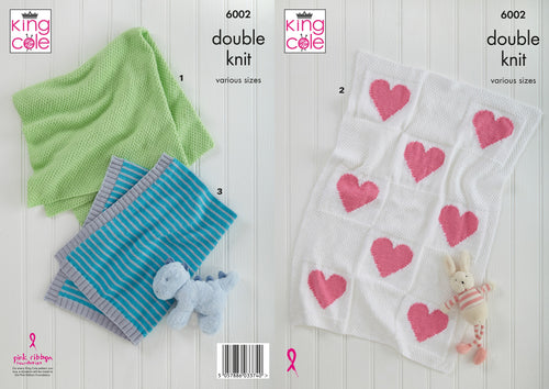King Cole Double Knitting Pattern – Babies Blankets (6002)