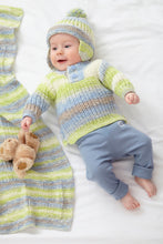 Load image into Gallery viewer, King Cole DK Knitting Pattern - Baby Jacket Gilet Sweater Hat &amp; Blanket (6031)