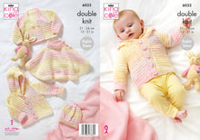Load image into Gallery viewer, King Cole DK Knitting Pattern - Baby Cardigan Cape Jacket &amp; Hat (6032)