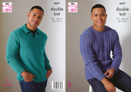King Cole DK Knitting Pattern - Mens Sweaters (6037)