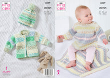 Load image into Gallery viewer, King Cole Aran Knitting Pattern - Baby Dress Jacket Hat &amp; Blanket (6049)