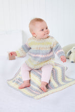Load image into Gallery viewer, King Cole Aran Knitting Pattern - Baby Dress Jacket Hat &amp; Blanket (6049)