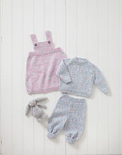 Load image into Gallery viewer, King Cole Double Knitting Pattern – Baby Sweater, Pinafore Dress &amp; Pants (6057)