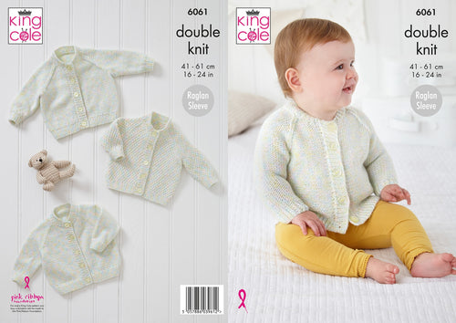 King Cole Double Knitting Pattern – Soft Baby Cardigans (6061)