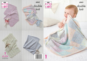 King Cole Cloud Nine Knitting Pattern - Baby Blankets (6062)