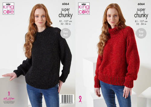 King Cole Celestial Super Chunky Knitting Pattern - Ladies Sweater (6064)