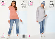 King Cole Chunky Knitting Pattern – Ladies Sweater, Tank Top & Hat (6075)
