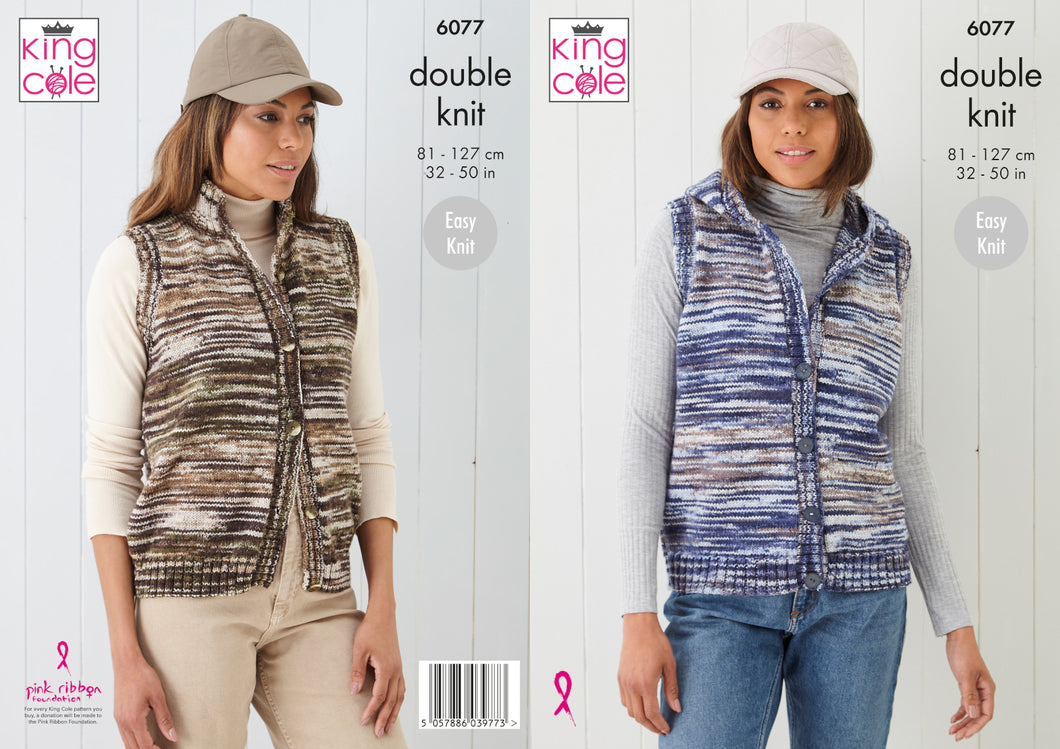 King Cole Easy Knit Double Knitting Pattern - Ladies Body Warmers (6077)