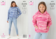 King Cole Easy Knit Double Knitting Pattern Lady's or Girl's Sweater & Hoodie (6078)