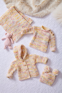 King Cole Babies Knitting Pattern Jackets, Sweater, Hat & Blanket Chunky - 6087