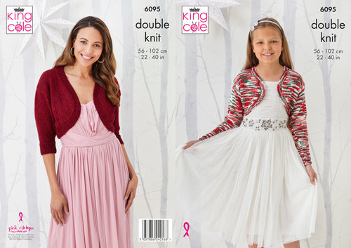 King Cole DK Knitting Pattern - Ladies & Girls Bolero (6095)