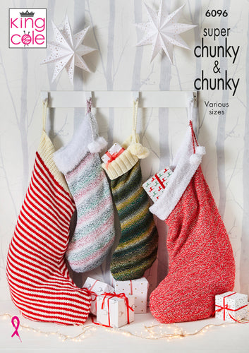 King Cole Chunky & Super Chunky Knitting Pattern - Stockings (6096)