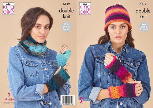 King Cole Womens Double Knit Knitting Pattern - Ladies Winter Accessories (6112)