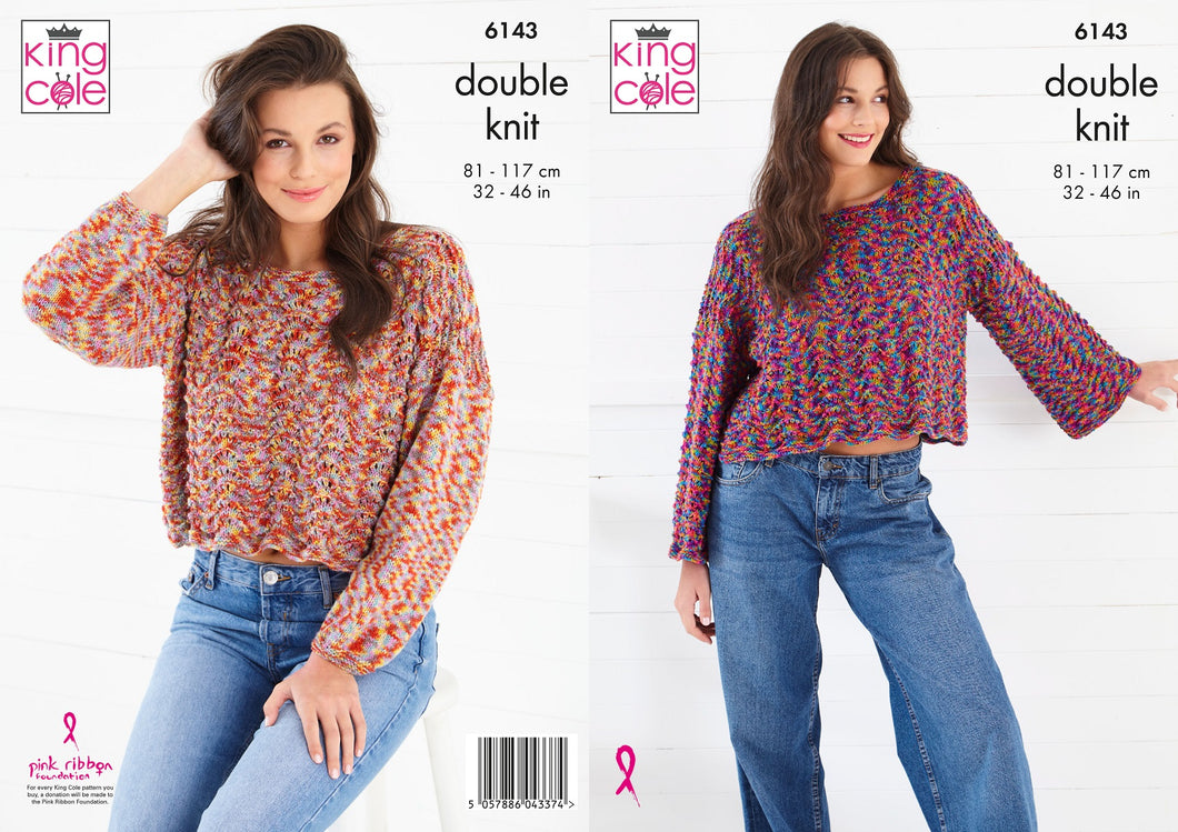 King Cole Knitting Pattern - Ladies Sweaters – 2 Designs 6143