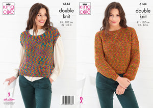 King Cole Knitting Pattern - Ladies Sweater & Top 6144