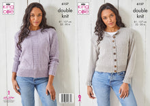 Load image into Gallery viewer, King Cole Double Knitting Pattern - Ladies Cardigan &amp; Sweater (6157)