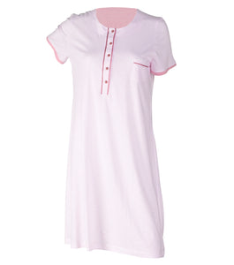 Ladies Jersey Cotton Striped Nightdress XL (Pink)