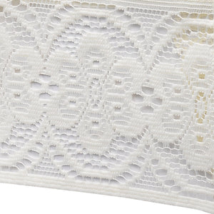 Standard Square Arm Caps Decorative Floral Lace Front Panel Settee Sofa Furniture Cover (Cream)