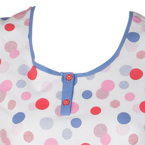 Ladies 100% Cotton Short Sleeved Polka Dot Nightdress (Small)